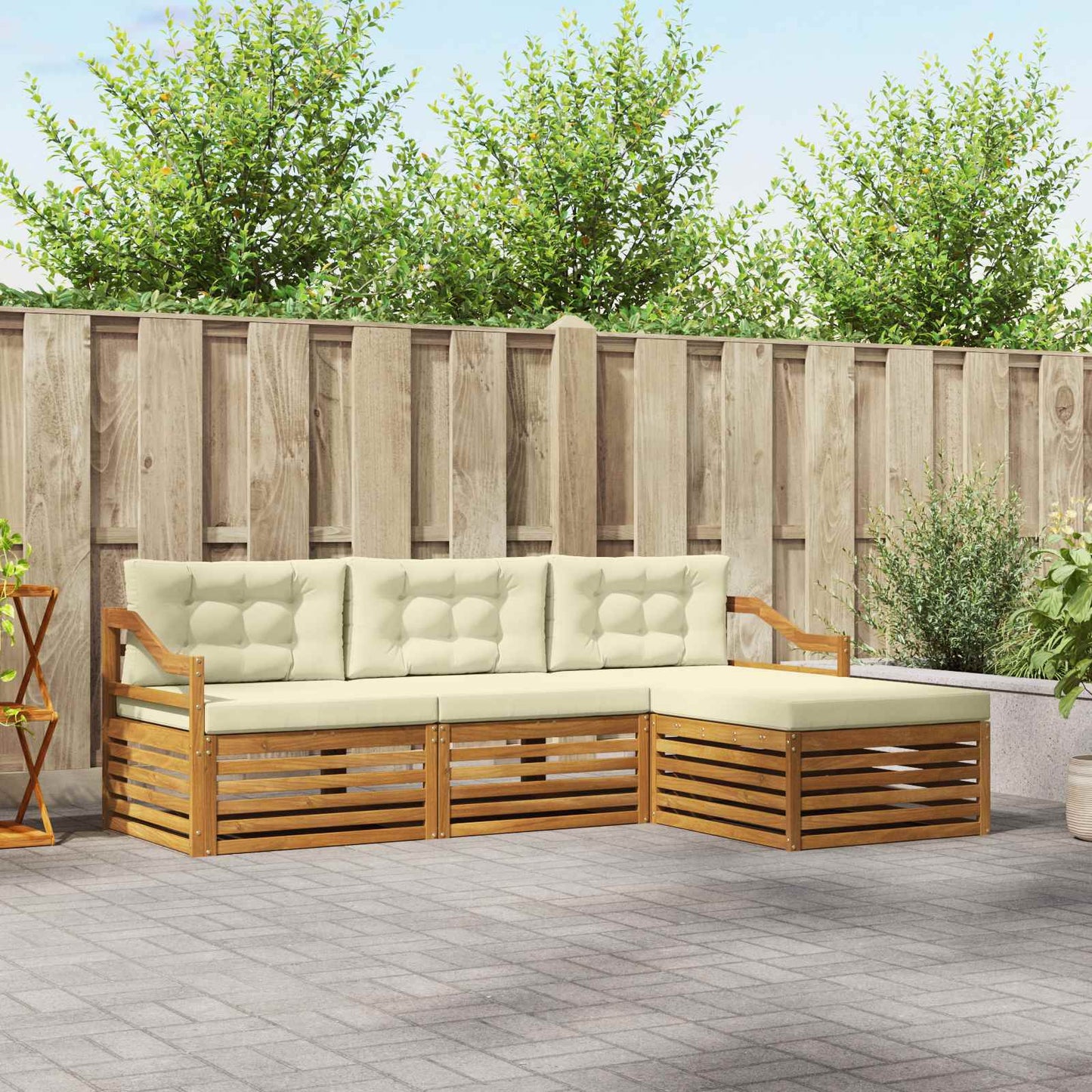 Set di divani da esterno Naturale e Crema 245,5 x 162,5 x 73 cm | homemem39