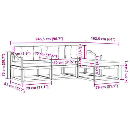 Set di divani da esterno Naturale e Crema 245,5 x 162,5 x 73 cm | homemem39