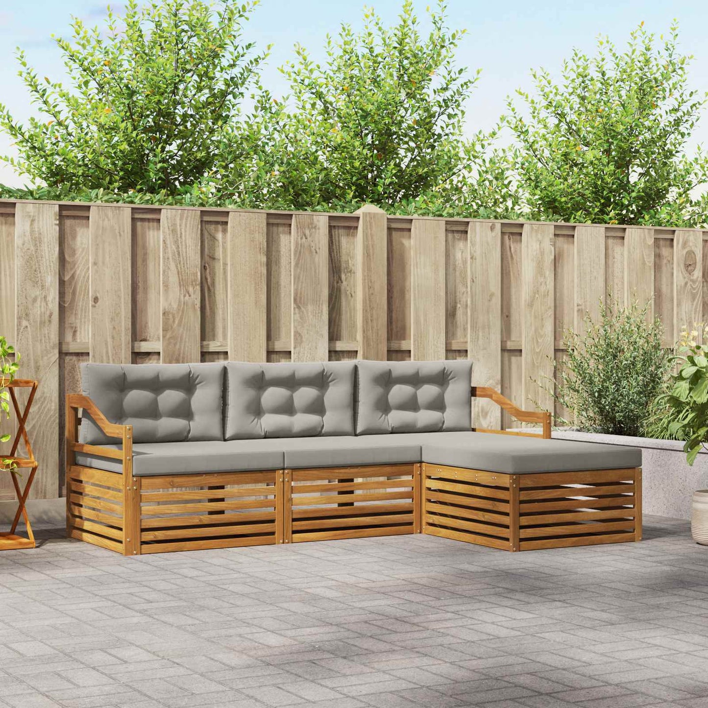Set di divani da esterno con cuscino Grigio Naturale e Chiaro | homemem39