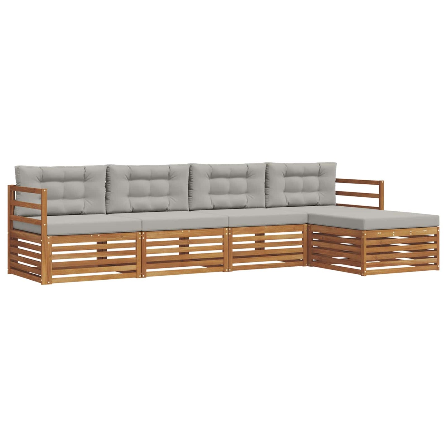 Set di divani da esterno 5 pcs Grigio Naturale e Chiaro | homemem39