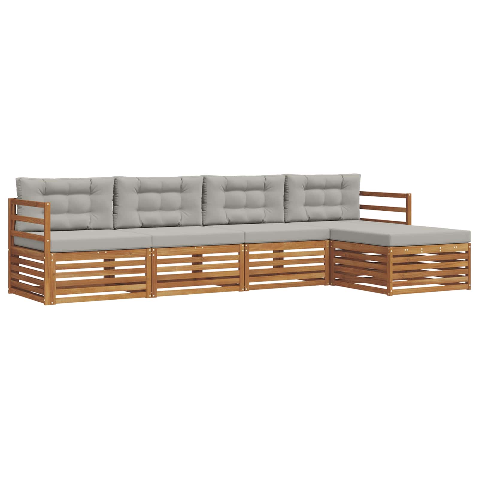 Set di divani da esterno 5 pcs Grigio Naturale e Chiaro | homemem39