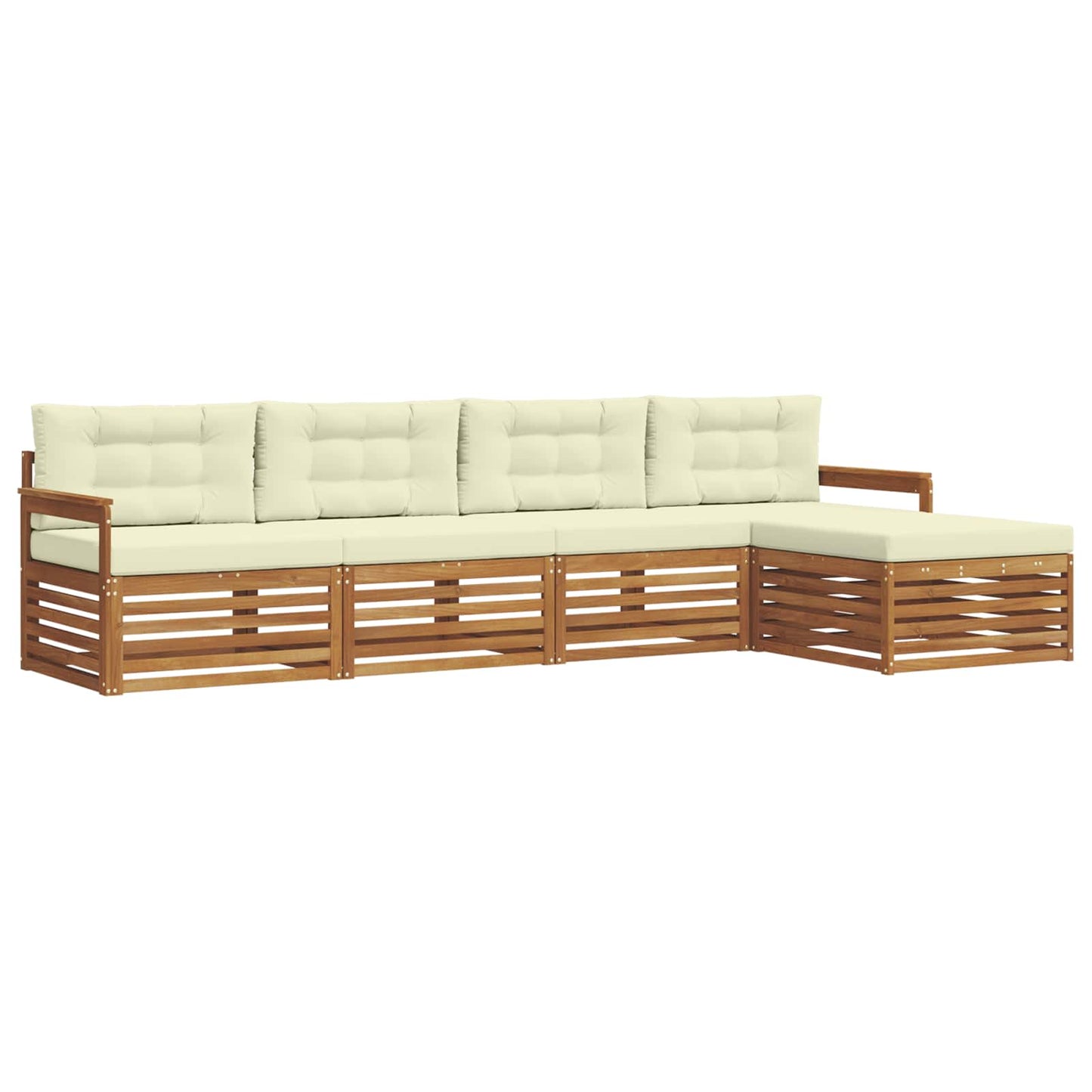 Set di divani da esterno con cuscino 5 pcs Naturale e Crema | homemem39