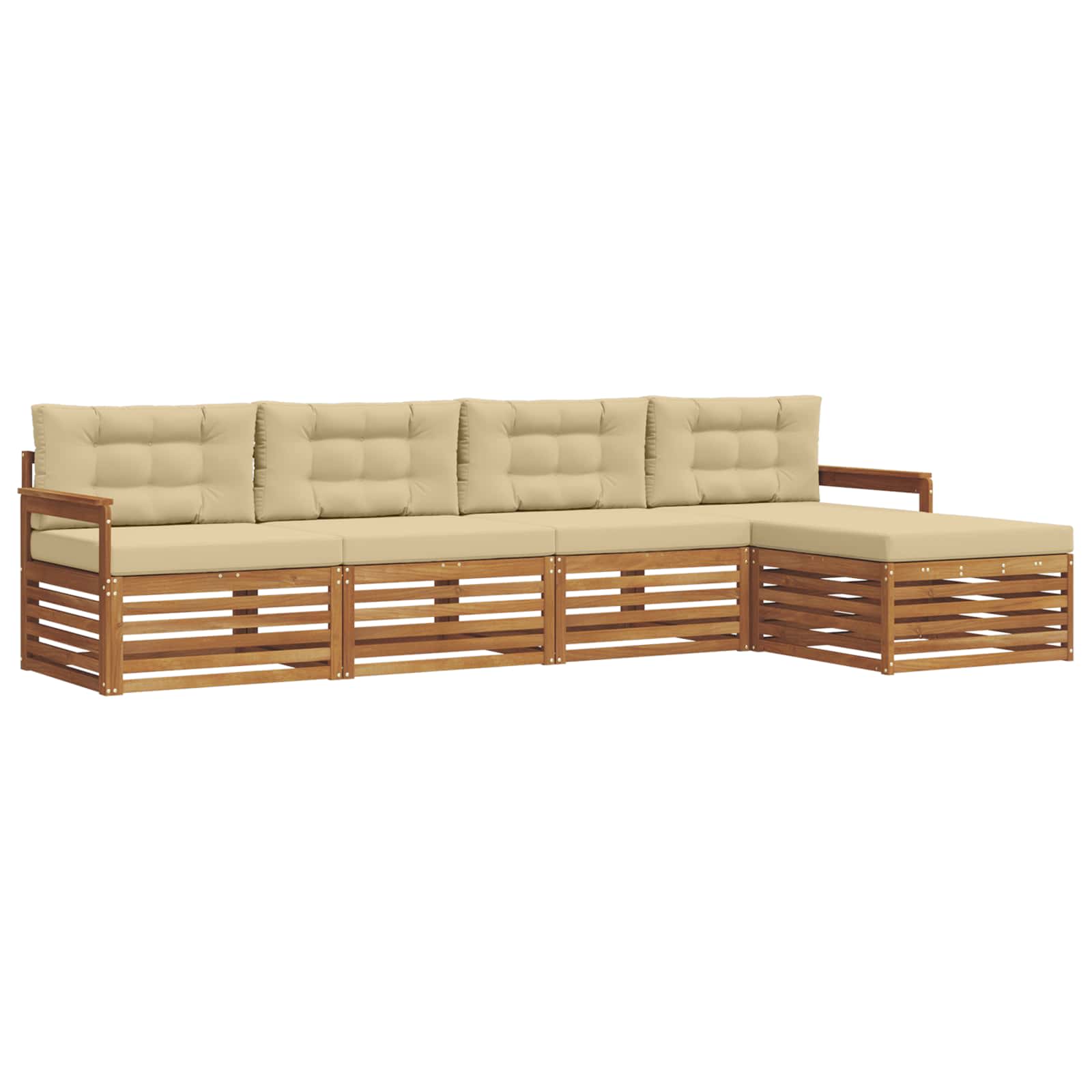 Set di divani da esterno con cuscino 5 pcs Naturale e Beige | homemem39