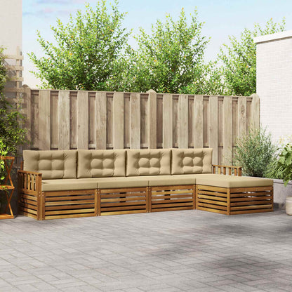 Set di divani da esterno con cuscino 5 pcs Naturale e Beige