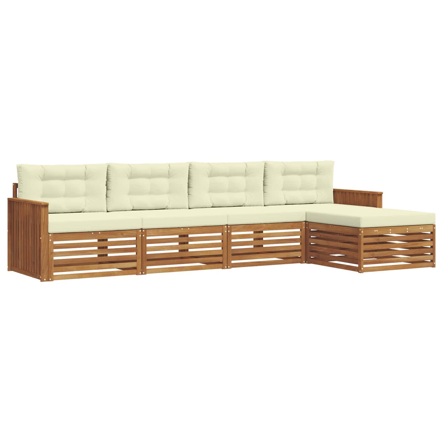Set di divani da esterno con cuscino 5 pcs Naturale e Crema | homemem39