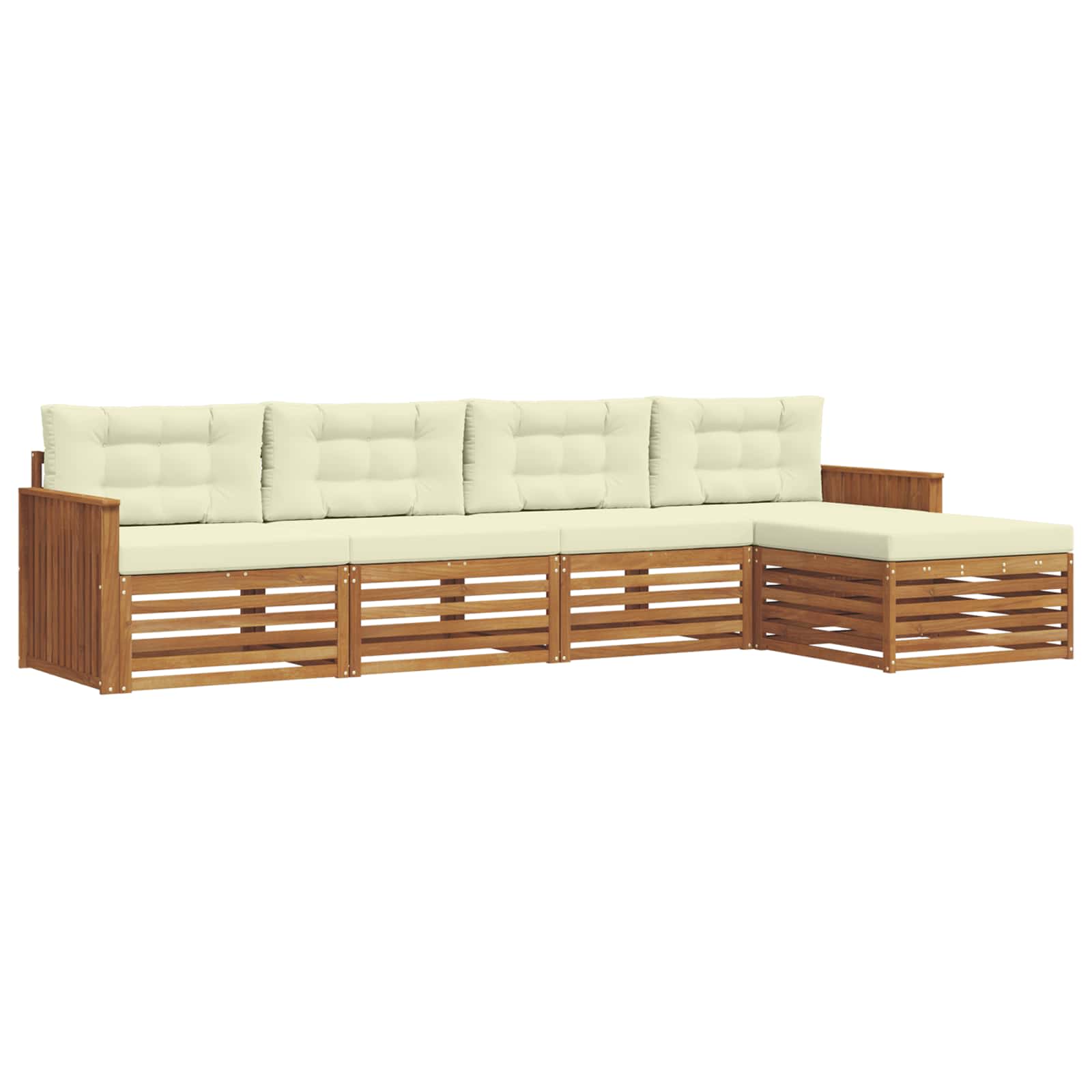 Set di divani da esterno con cuscino 5 pcs Naturale e Crema | homemem39