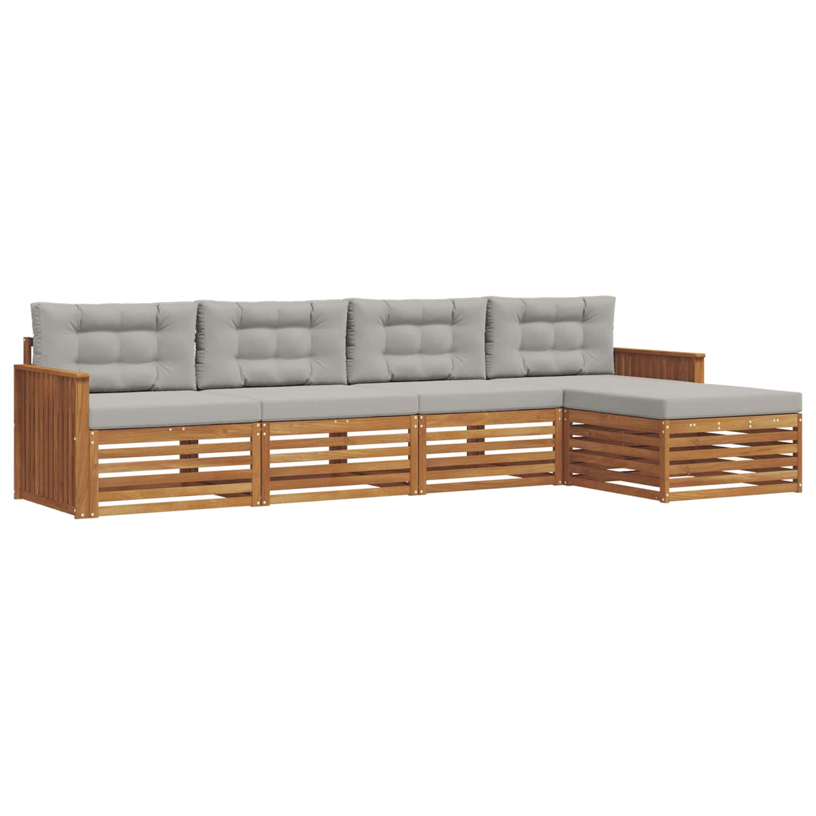 Set di divani da esterno 5 pcs Grigio Naturale e Chiaro | homemem39