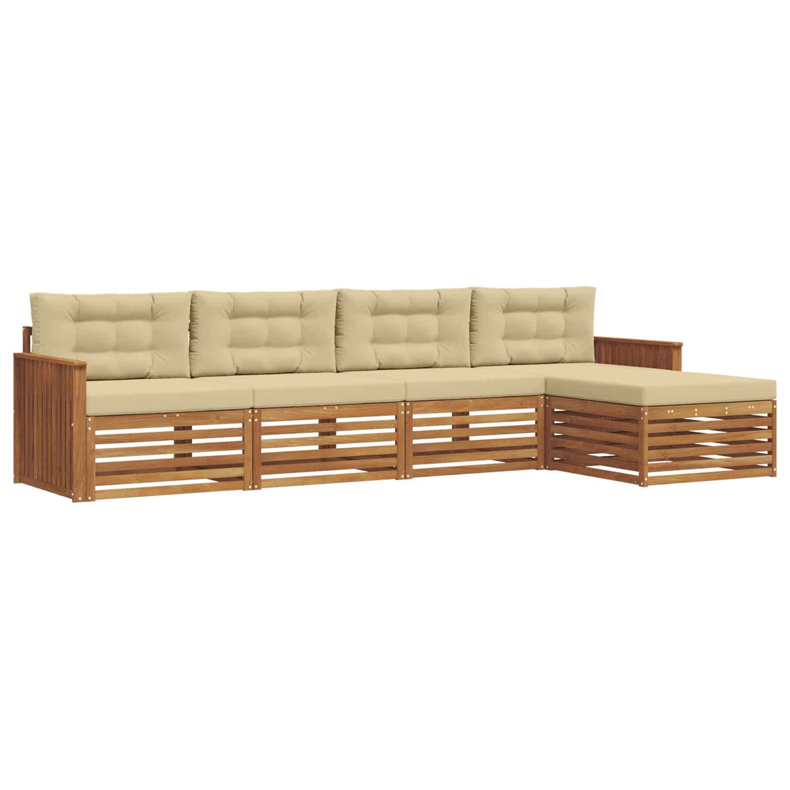Set di divani da esterno con cuscino 5 pcs Naturale e Beige | homemem39