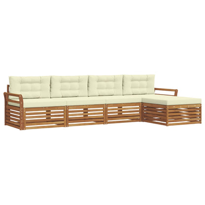 Set di divani da esterno con cuscino 5 pcs Naturale e Crema | homemem39