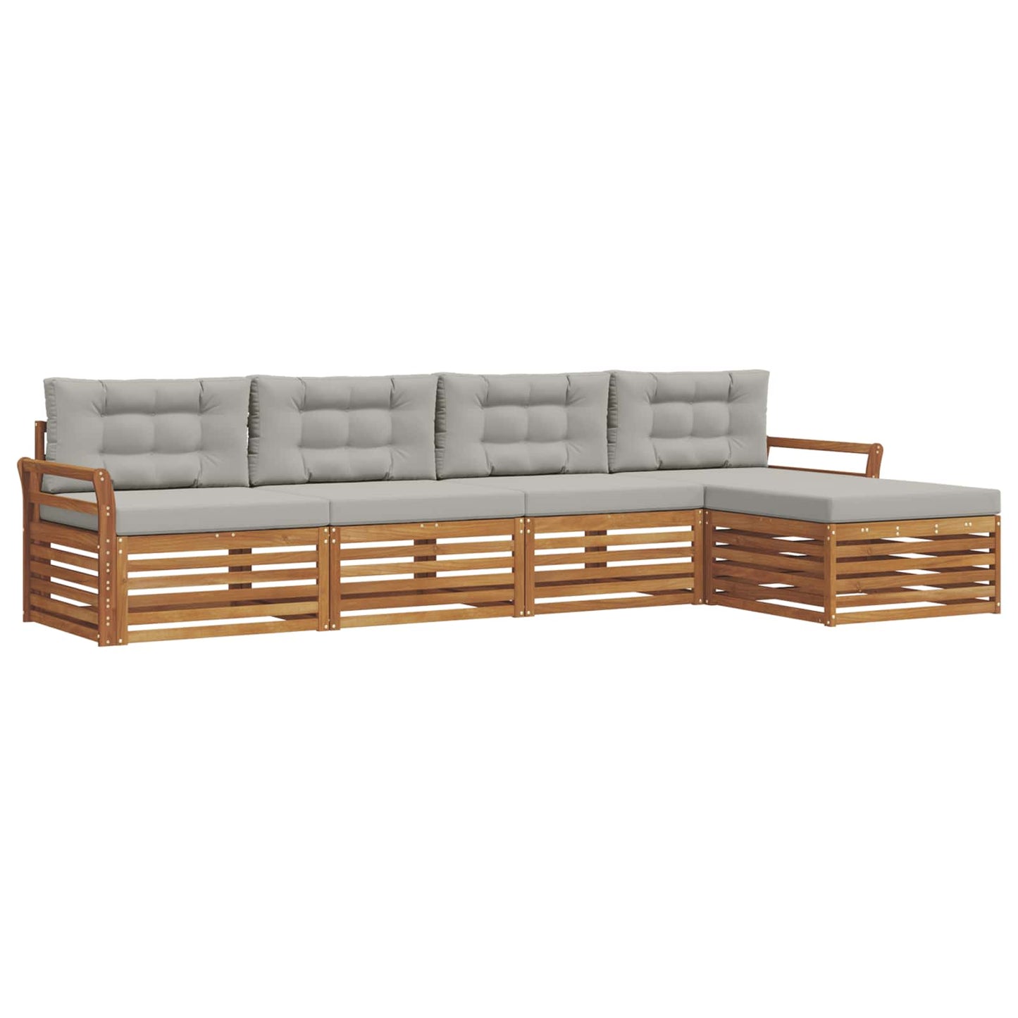 Set di divani da esterno 5 pcs Grigio Naturale e Chiaro | homemem39