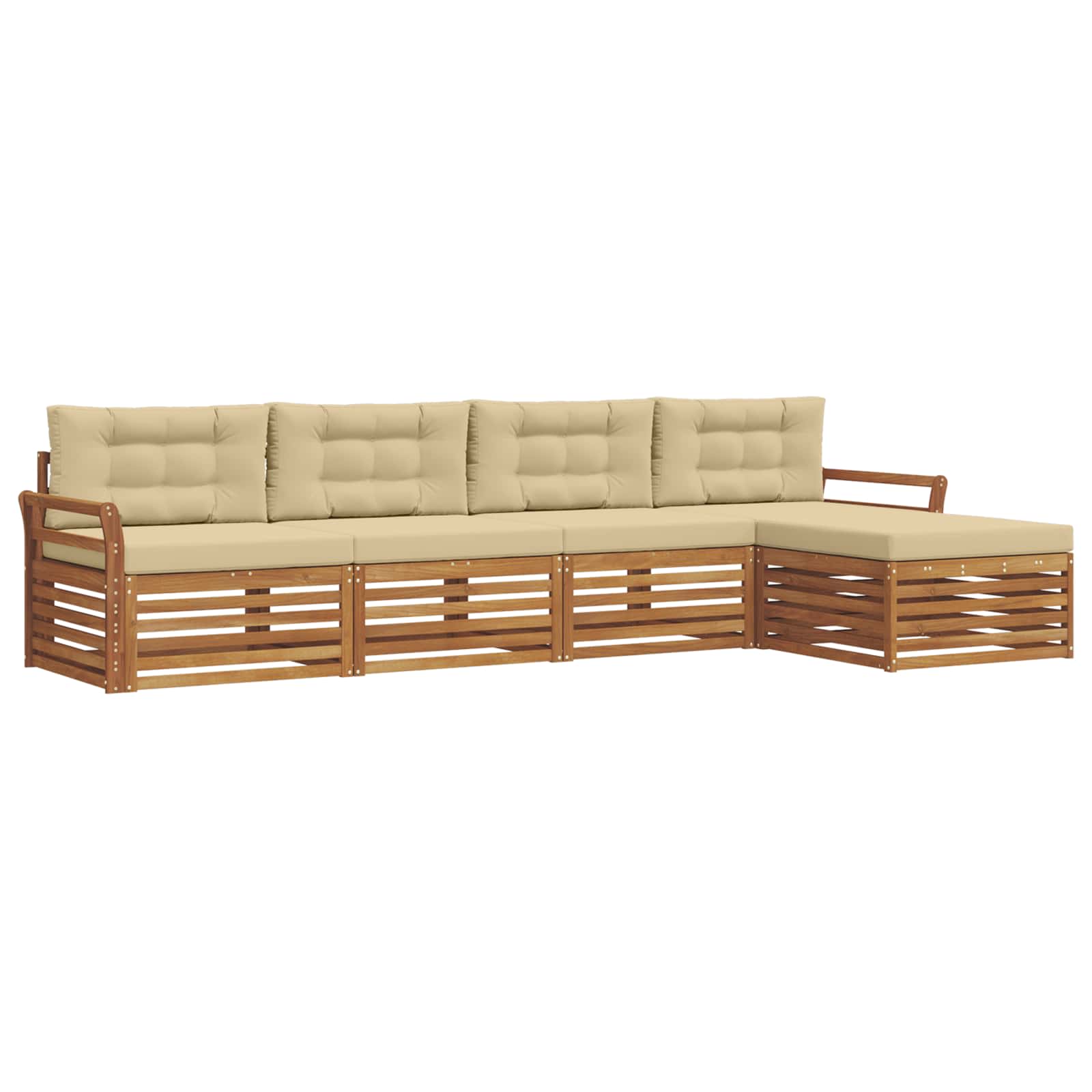 Set di divani da esterno con cuscino 5 pcs Naturale e Beige | homemem39