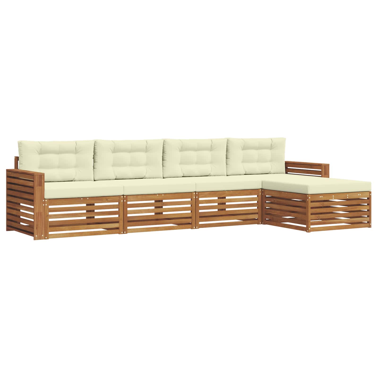 Set di divani da esterno con cuscino 5 pcs Naturale e Crema | homemem39