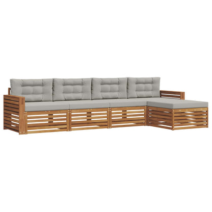 Set di divani da esterno 5 pcs Grigio Naturale e Chiaro | homemem39