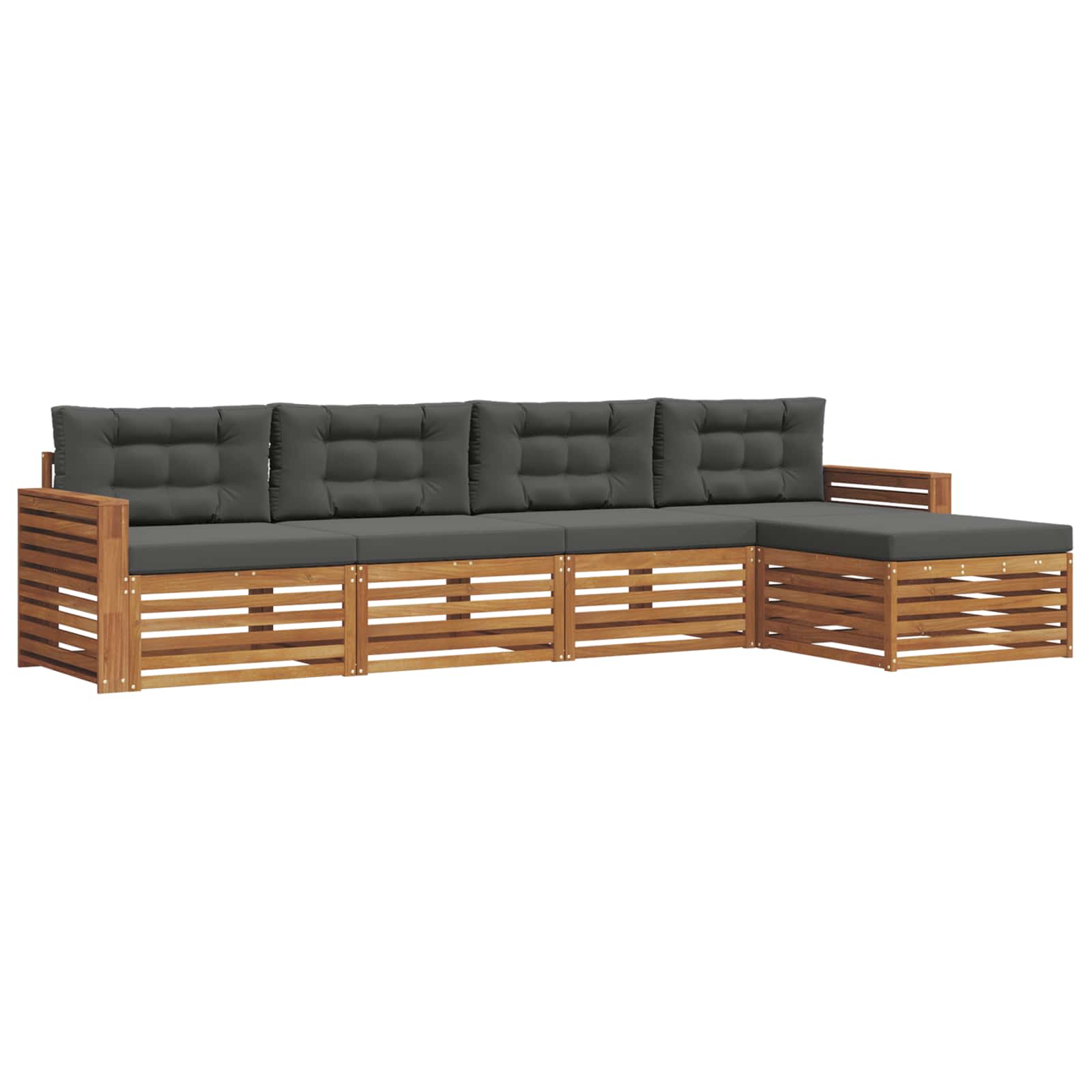 Set di divani da esterno con cuscino 5 pcs Naturale e Antracite | homemem39