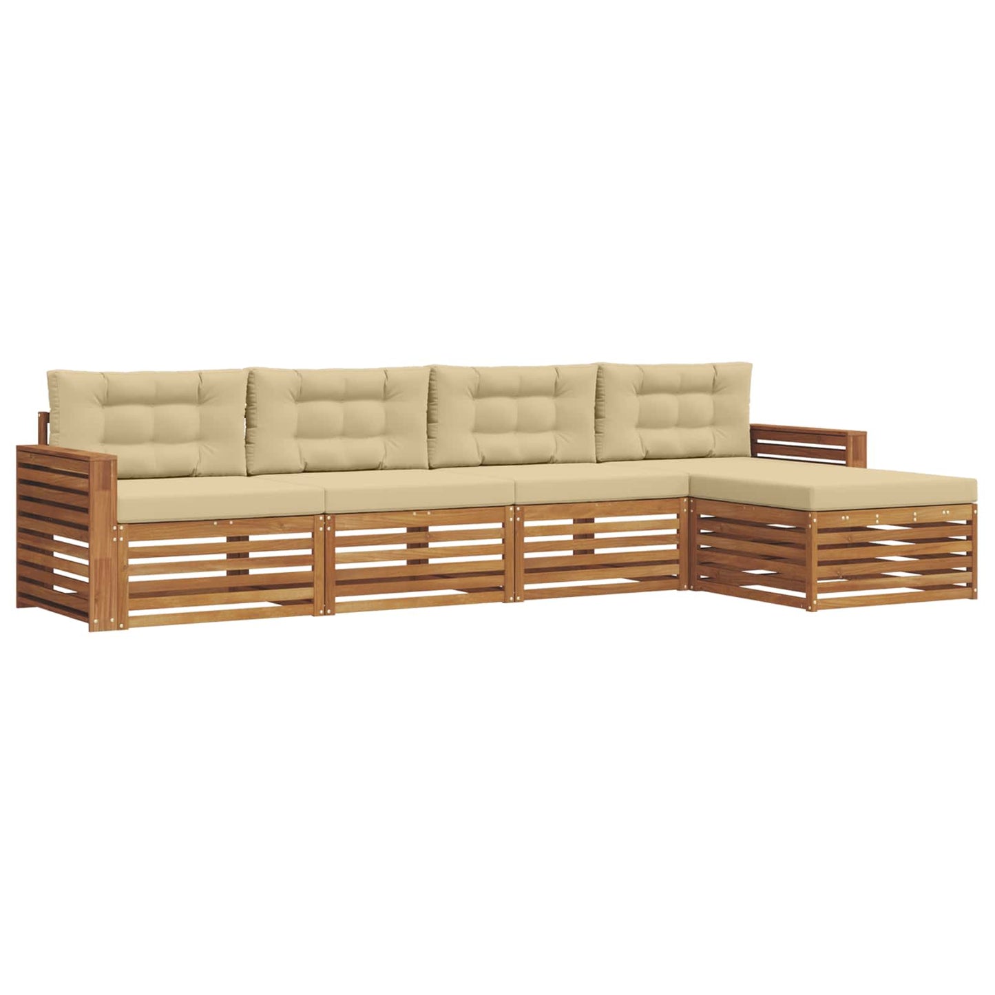 Set di divani da esterno con cuscino 5 pcs Naturale e Beige | homemem39