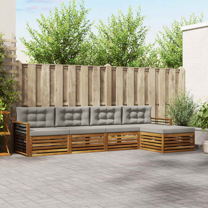 Set di divani da esterno 5 pcs Grigio Naturale e Chiaro | homemem39