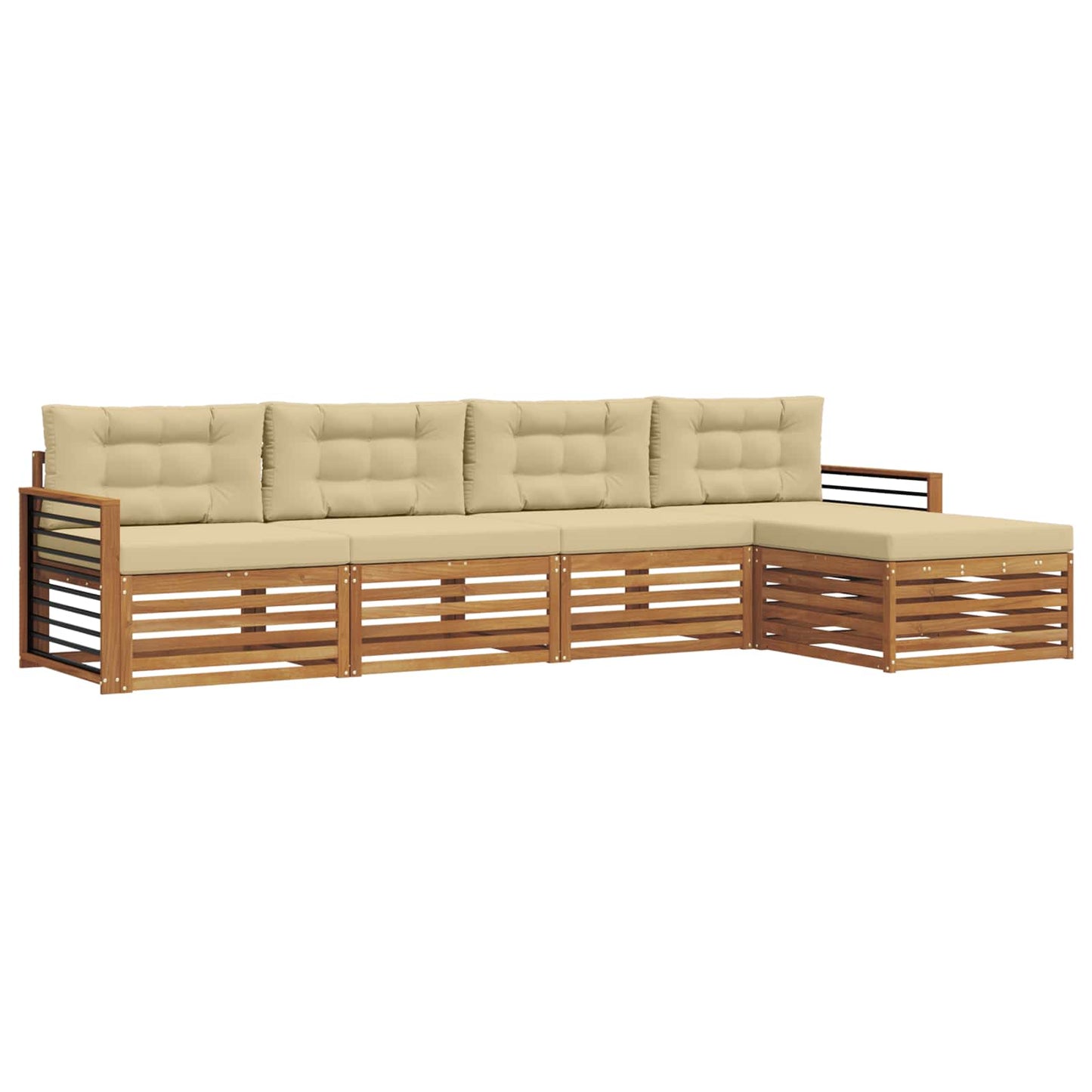 Set di divani da esterno con cuscino 5 pcs Naturale e Beige | homemem39
