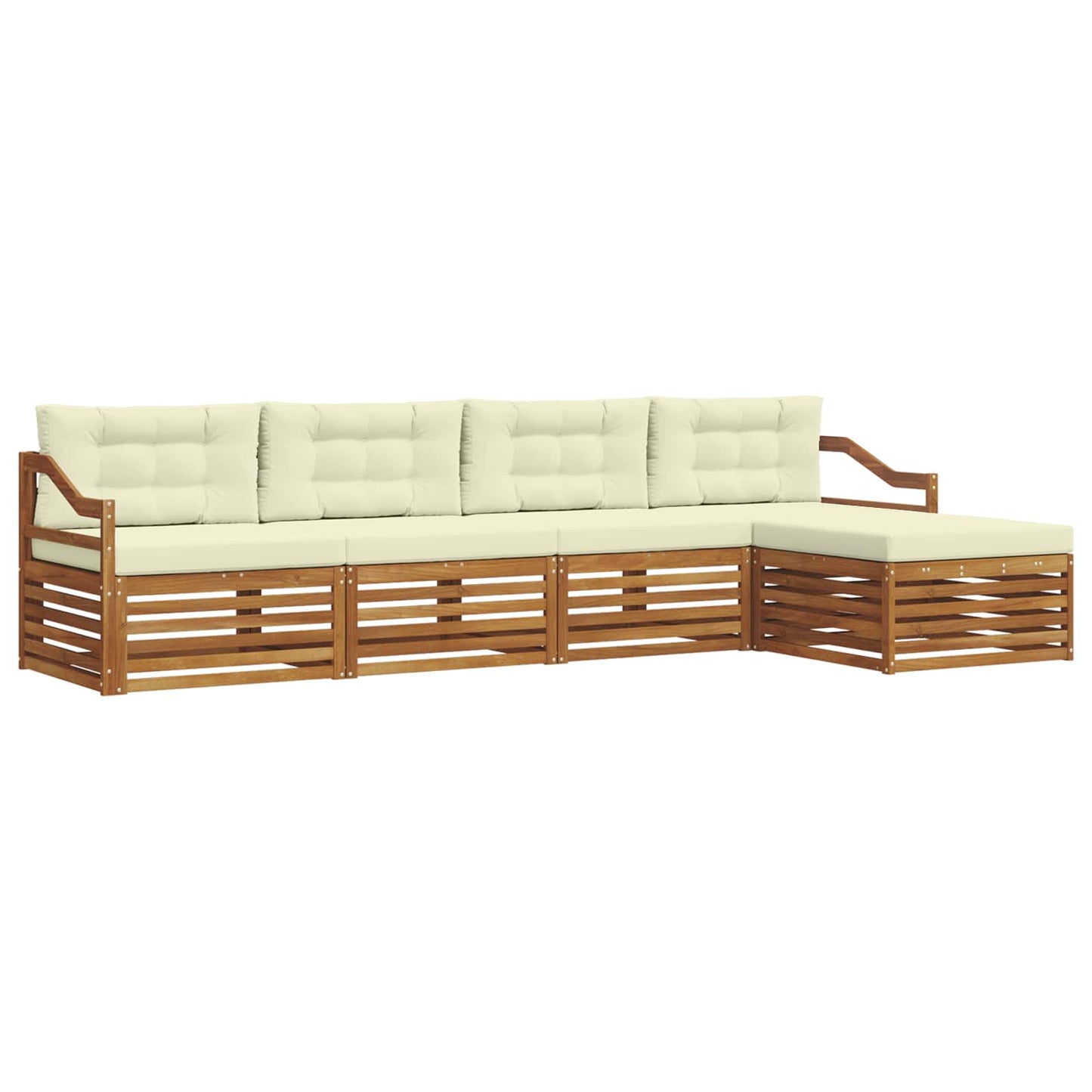 Set di divani da esterno con cuscino 5 pcs Naturale e Crema | homemem39