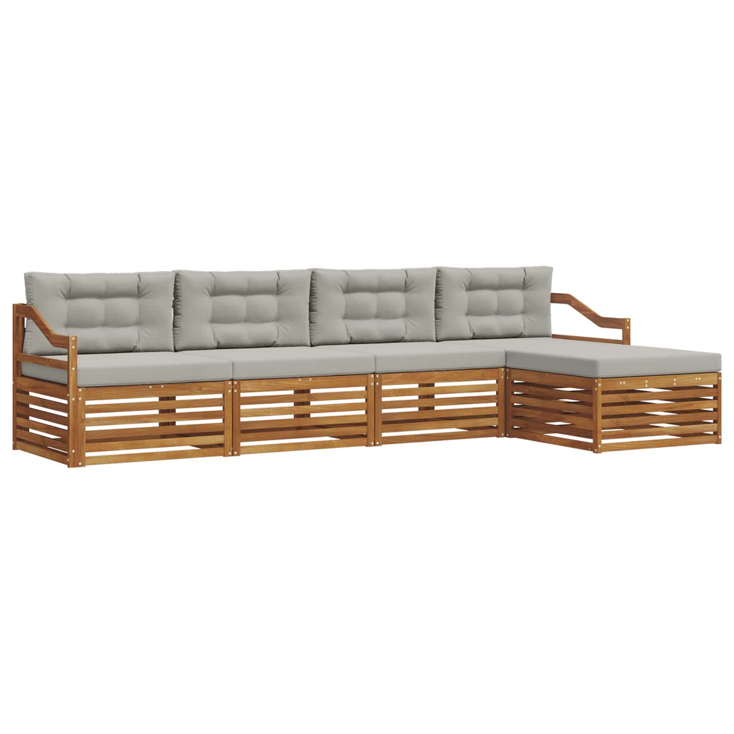 Set di divani da esterno 5 pcs Grigio Naturale e Chiaro