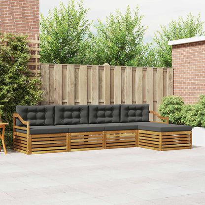 Set di divani da esterno con cuscino 5 pcs Naturale e Antracite
