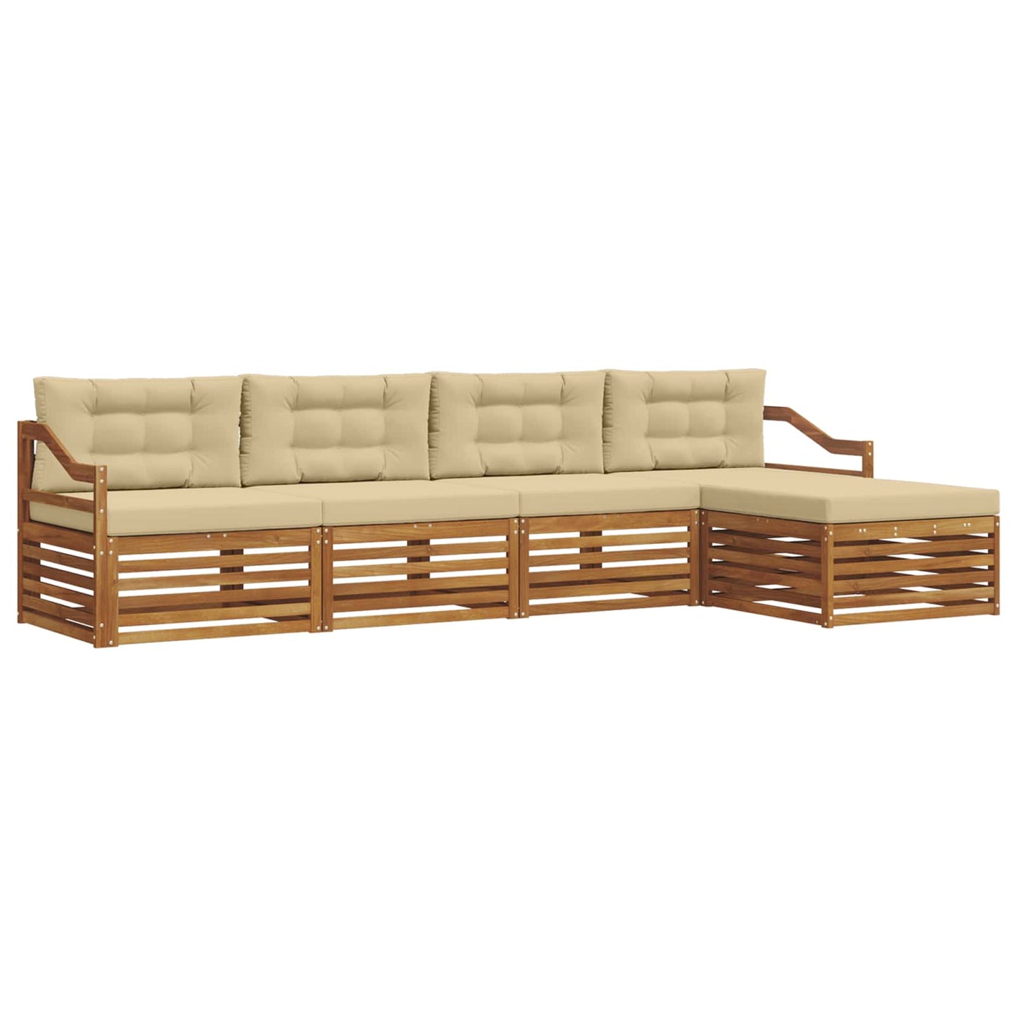 Set di divani da esterno con cuscino 5 pcs Naturale e Beige | homemem39