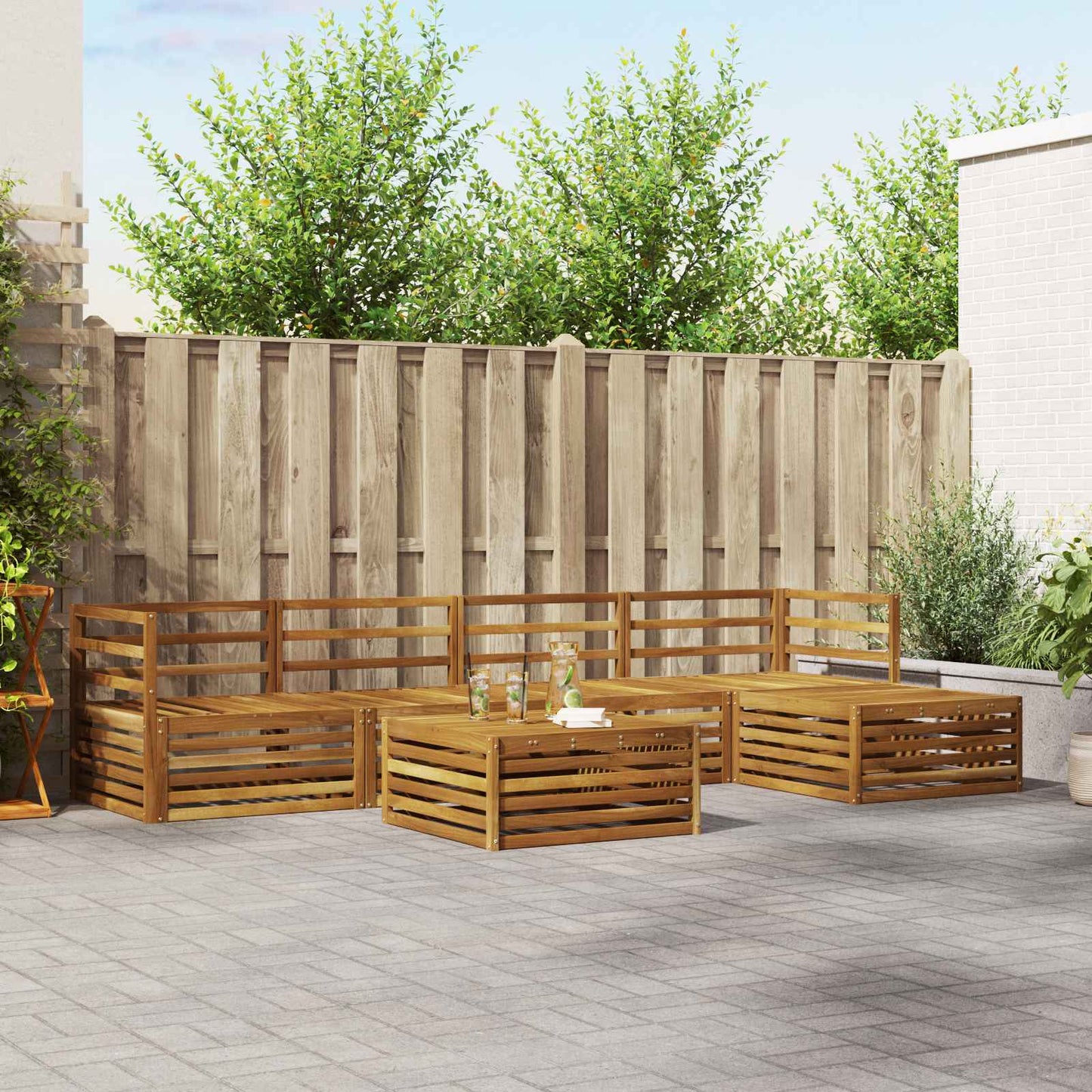 Set di divani da esterno 6 pcs Naturale | homemem39