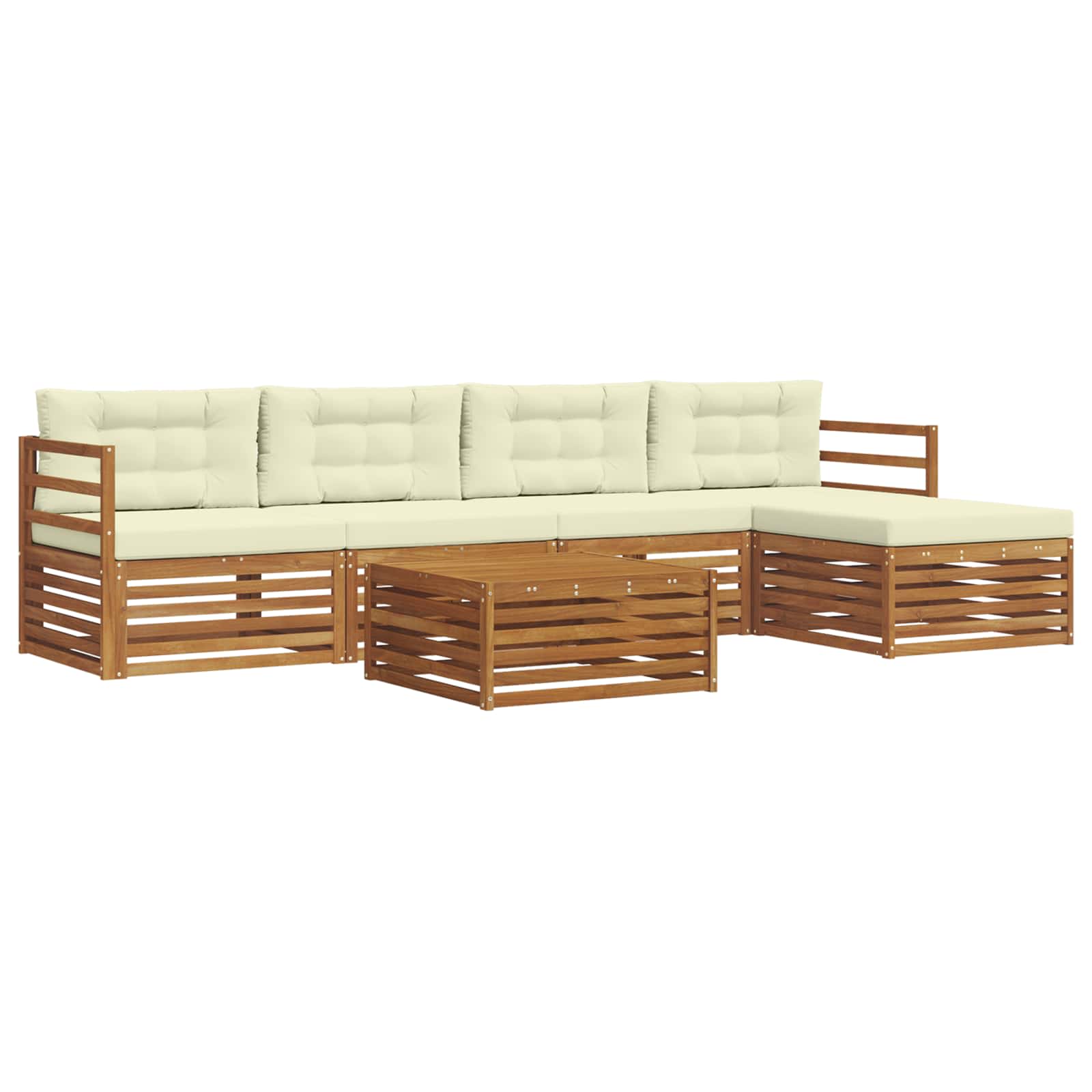 Set di divani da esterno con cuscino 6 pcs Naturale e Crema | homemem39