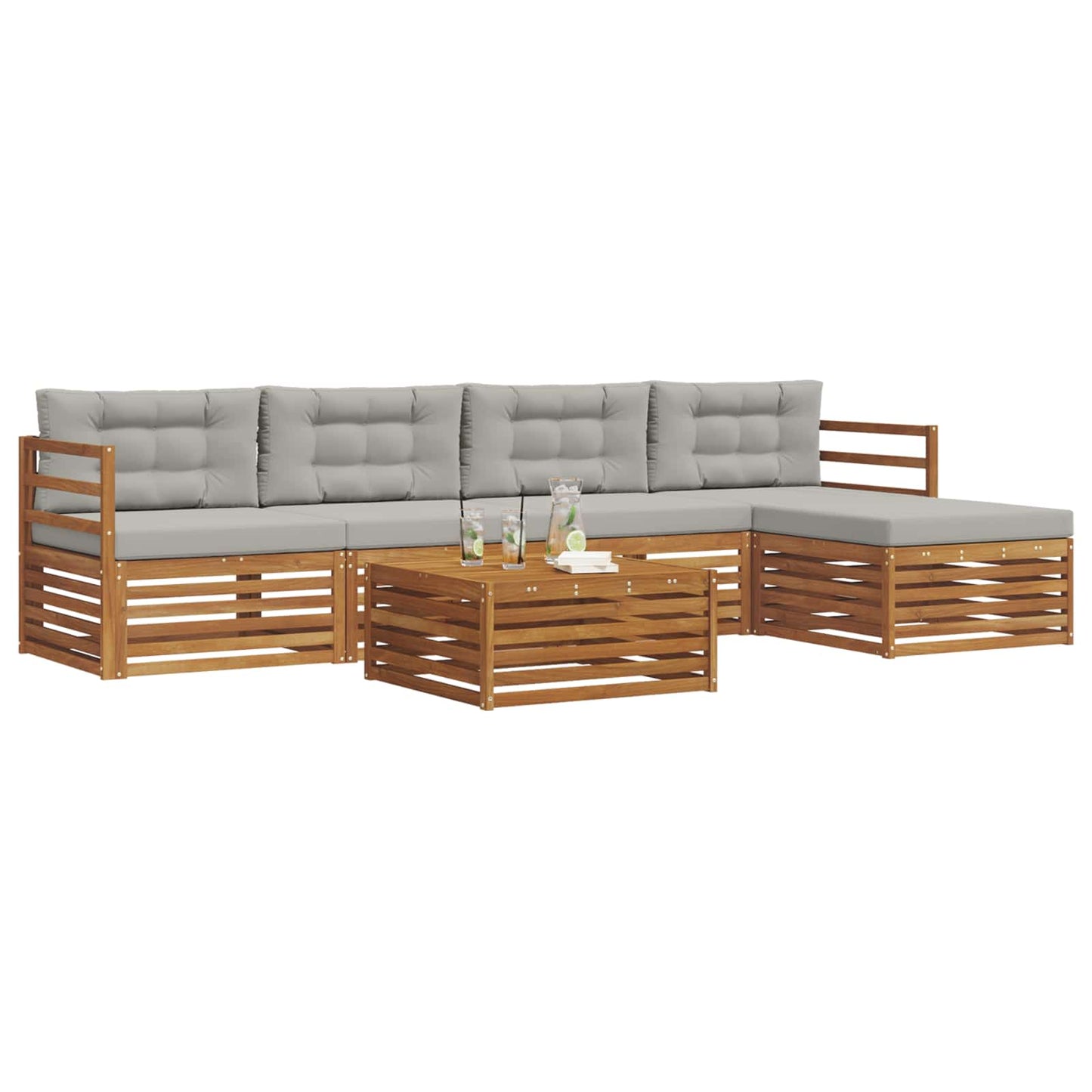 Set di divani da esterno 6 pcs Grigio Naturale e Chiaro | homemem39