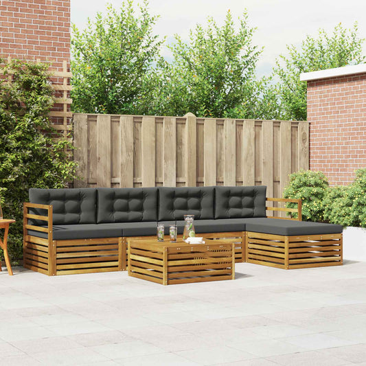 Set di divani da esterno con cuscino 6 pcs Naturale e Antracite