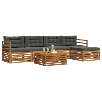 Set di divani da esterno con cuscino 6 pcs Naturale e Antracite | homemem39
