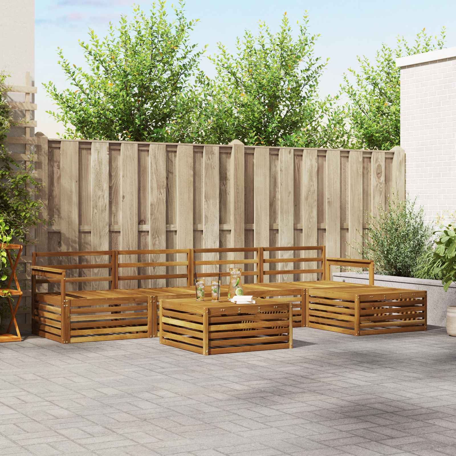 Set di divani da esterno 6 pcs Naturale | homemem39