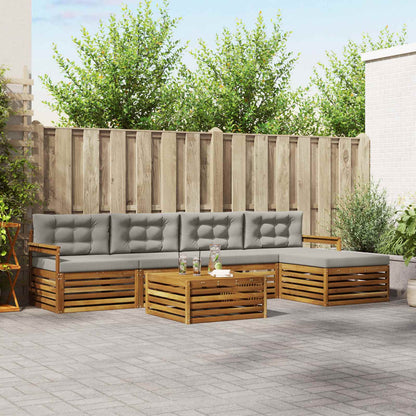Set di divani da esterno 6 pcs Grigio Naturale e Chiaro | homemem39