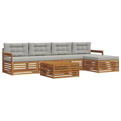 Set di divani da esterno 6 pcs Grigio Naturale e Chiaro | homemem39