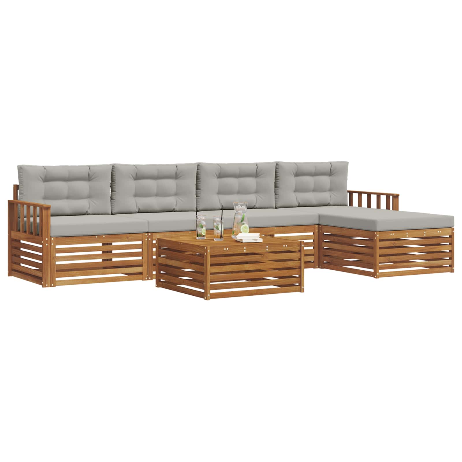 Set di divani da esterno 6 pcs Grigio Naturale e Chiaro | homemem39