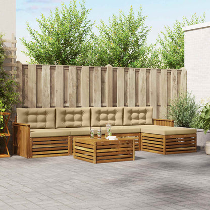 Set di divani da esterno con cuscino 6 pcs Naturale e Beige | homemem39