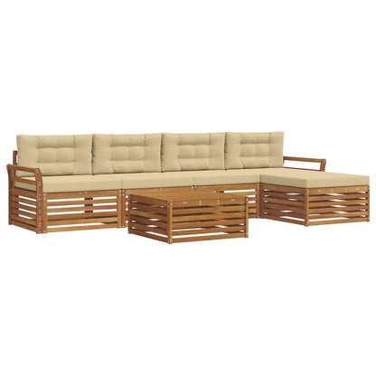 Set di divani da esterno con cuscino 6 pcs Naturale e Beige | homemem39