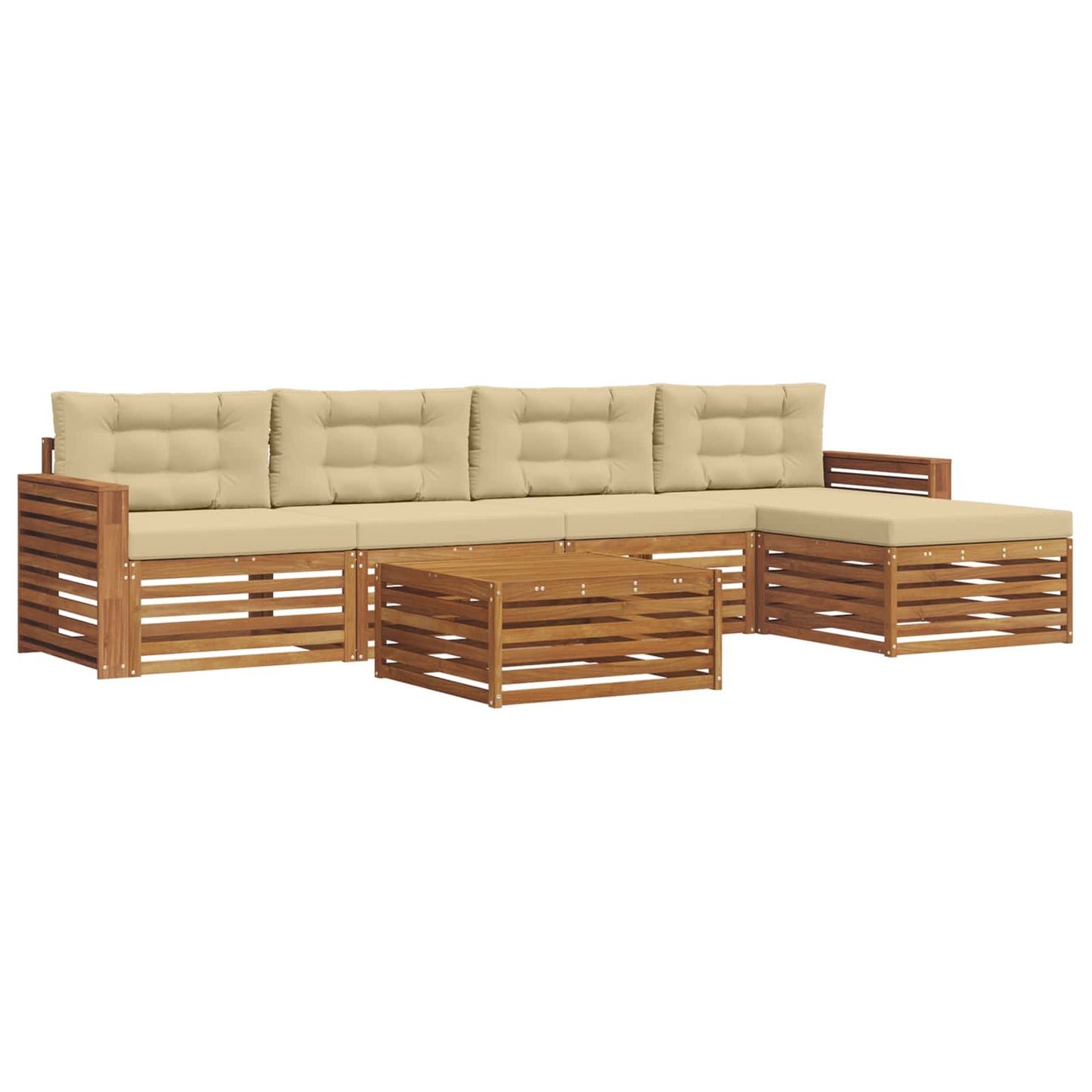 Set di divani da esterno con cuscino 6 pcs Naturale e Beige