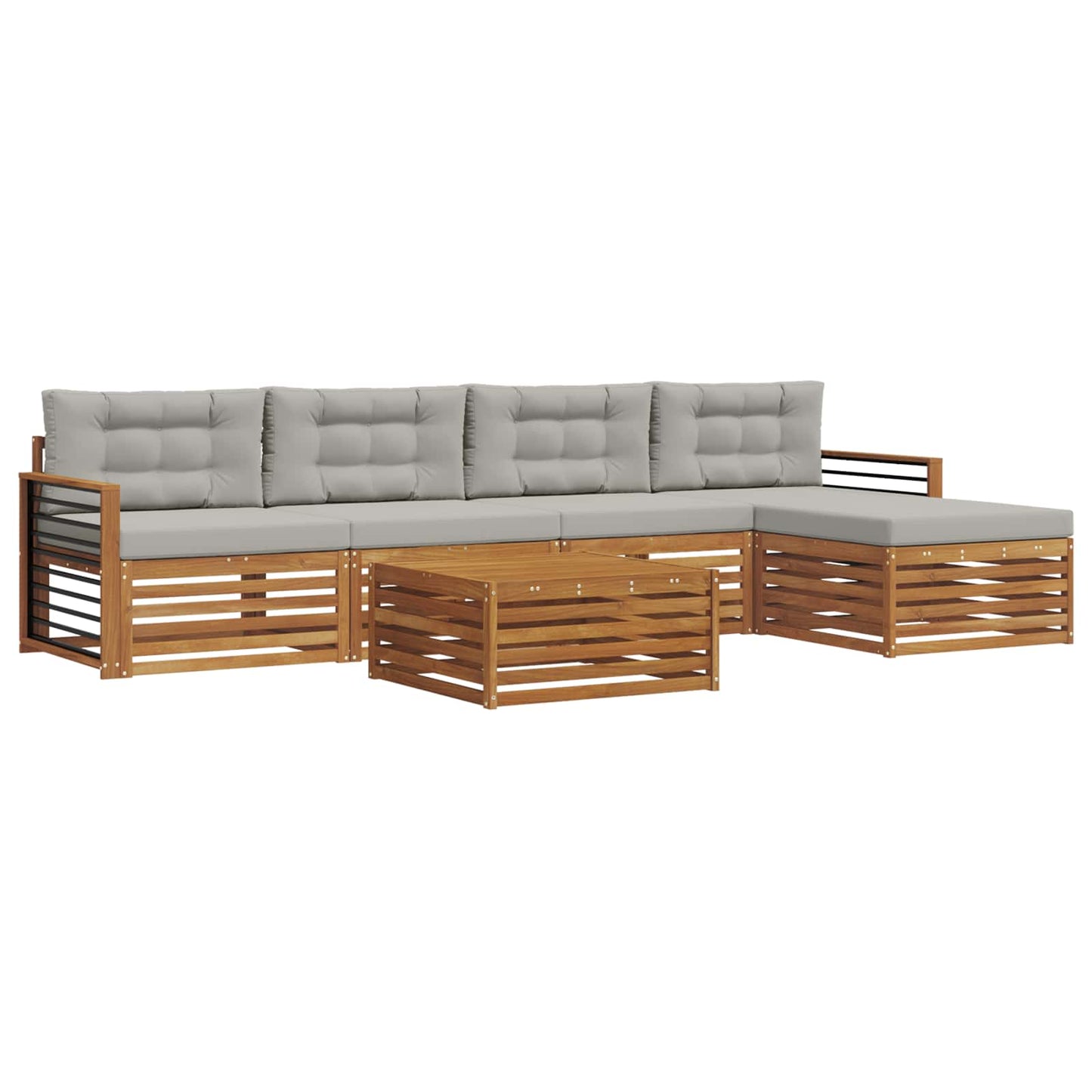 Set di divani da esterno 6 pcs Grigio Naturale e Chiaro