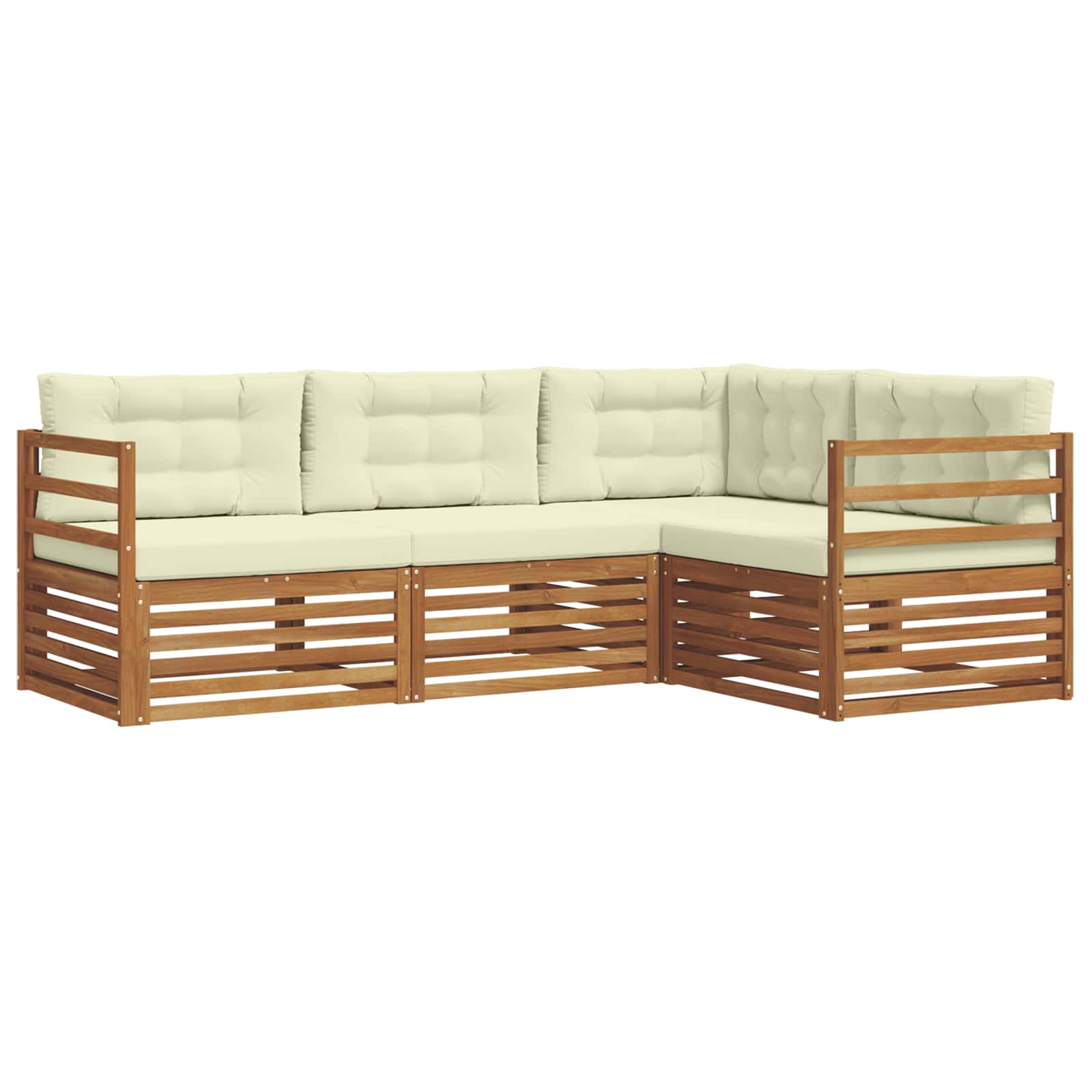 Set di divani da esterno con cuscino 4 pcs Naturale e Crema | homemem39