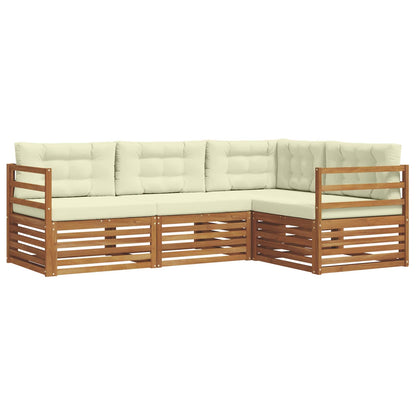 Set di divani da esterno con cuscino 4 pcs Naturale e Crema | homemem39