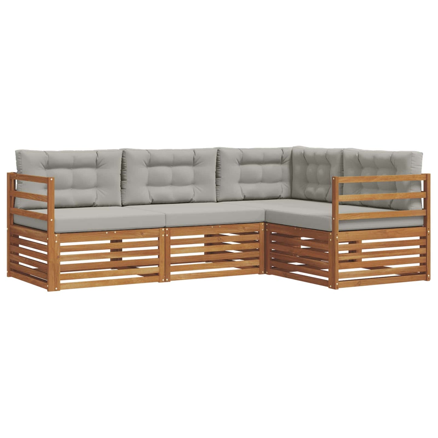 Set di divani da esterno 4 pcs Grigio Naturale e Chiaro | homemem39