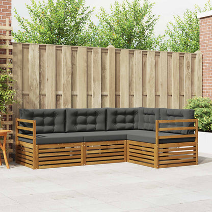 Set di divani da esterno con cuscino 4 pcs Naturale e Antracite | homemem39