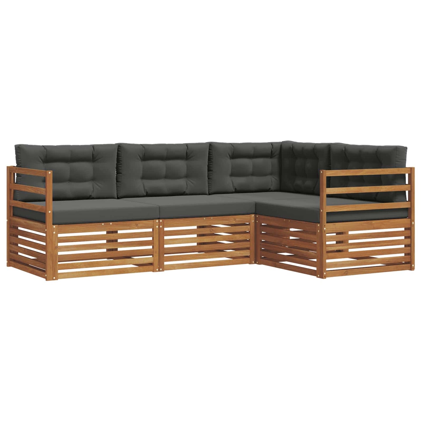 Set di divani da esterno con cuscino 4 pcs Naturale e Antracite | homemem39