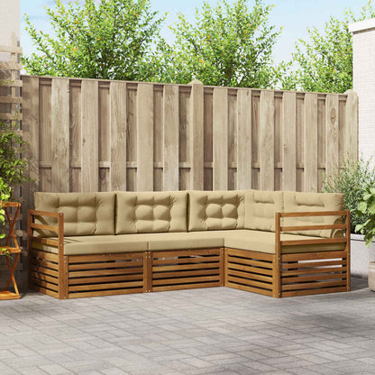 Set di divani da esterno con cuscino 4 pcs Naturale e Beige | homemem39