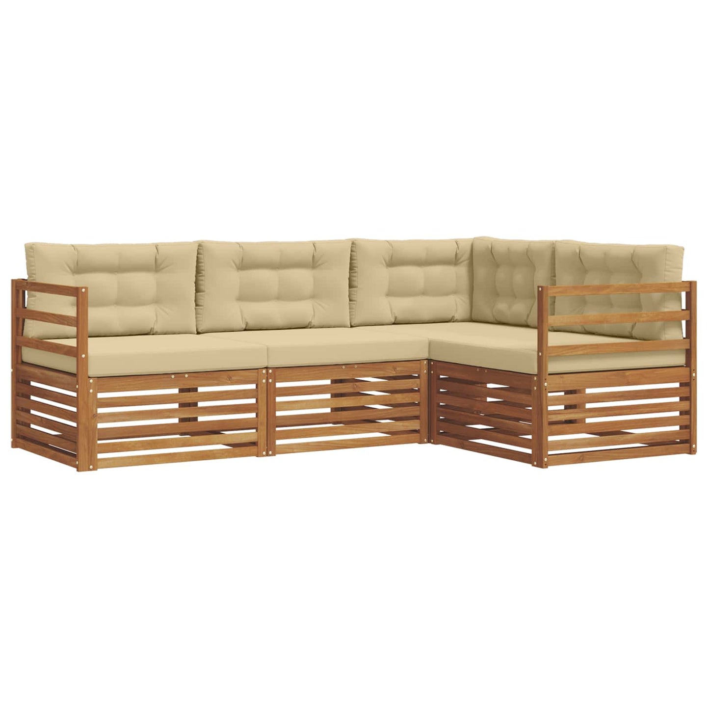 Set di divani da esterno con cuscino 4 pcs Naturale e Beige | homemem39