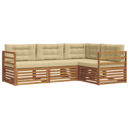 Set di divani da esterno con cuscino 4 pcs Naturale e Beige | homemem39