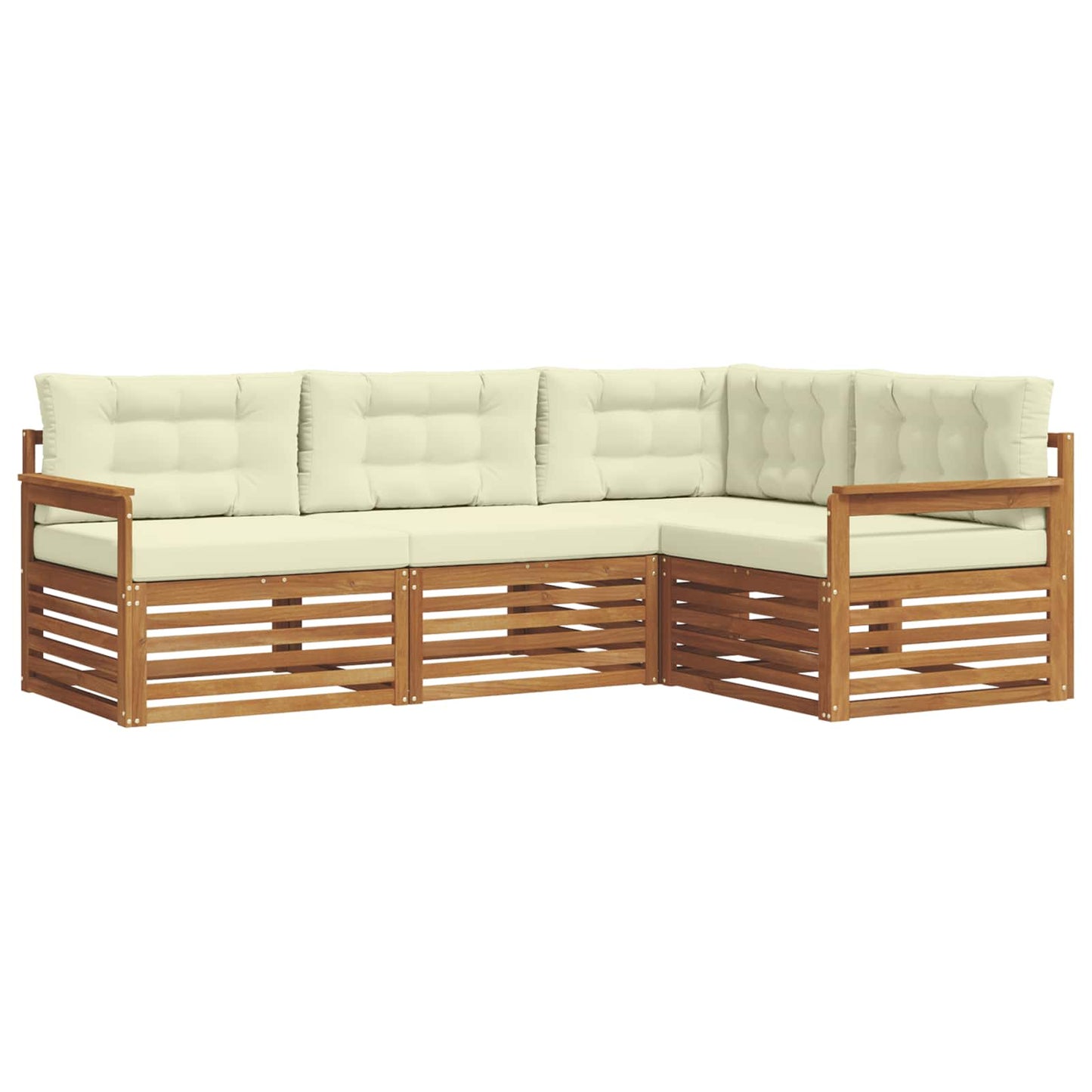 Set di divani da esterno con cuscino 4 pcs Naturale e Crema | homemem39