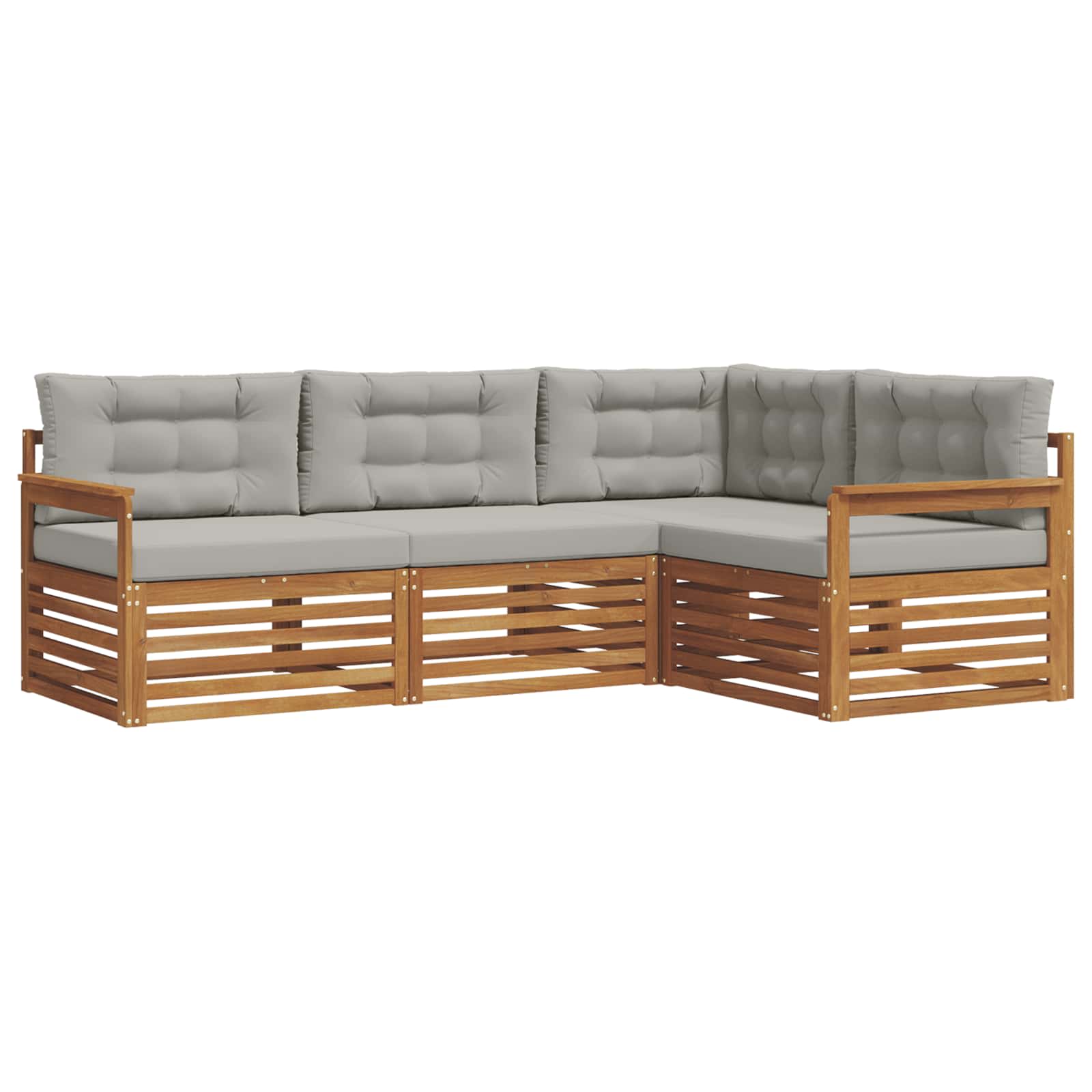 Set di divani da esterno 4 pcs Grigio Naturale e Chiaro | homemem39