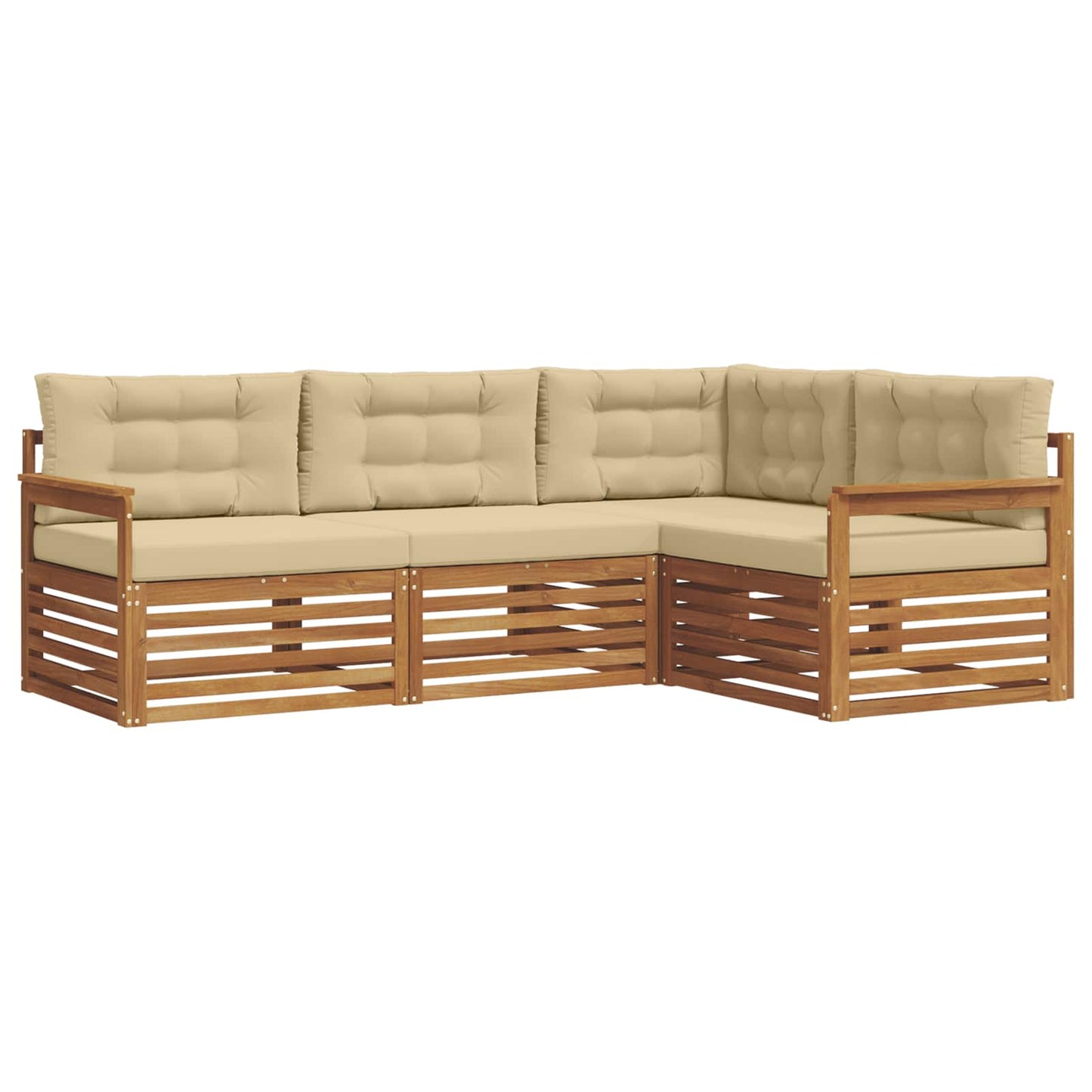 Set di divani da esterno con cuscino 4 pcs Naturale e Beige | homemem39