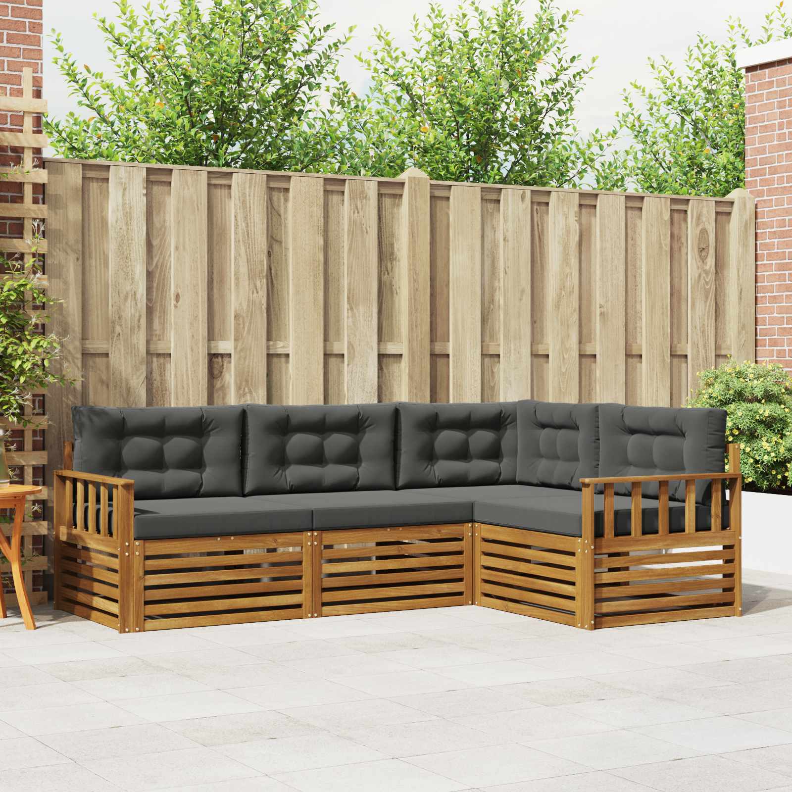 Set di divani da esterno con cuscino 4 pcs Naturale e Antracite | homemem39